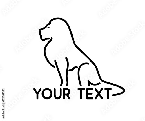 lion sit animal line logo design