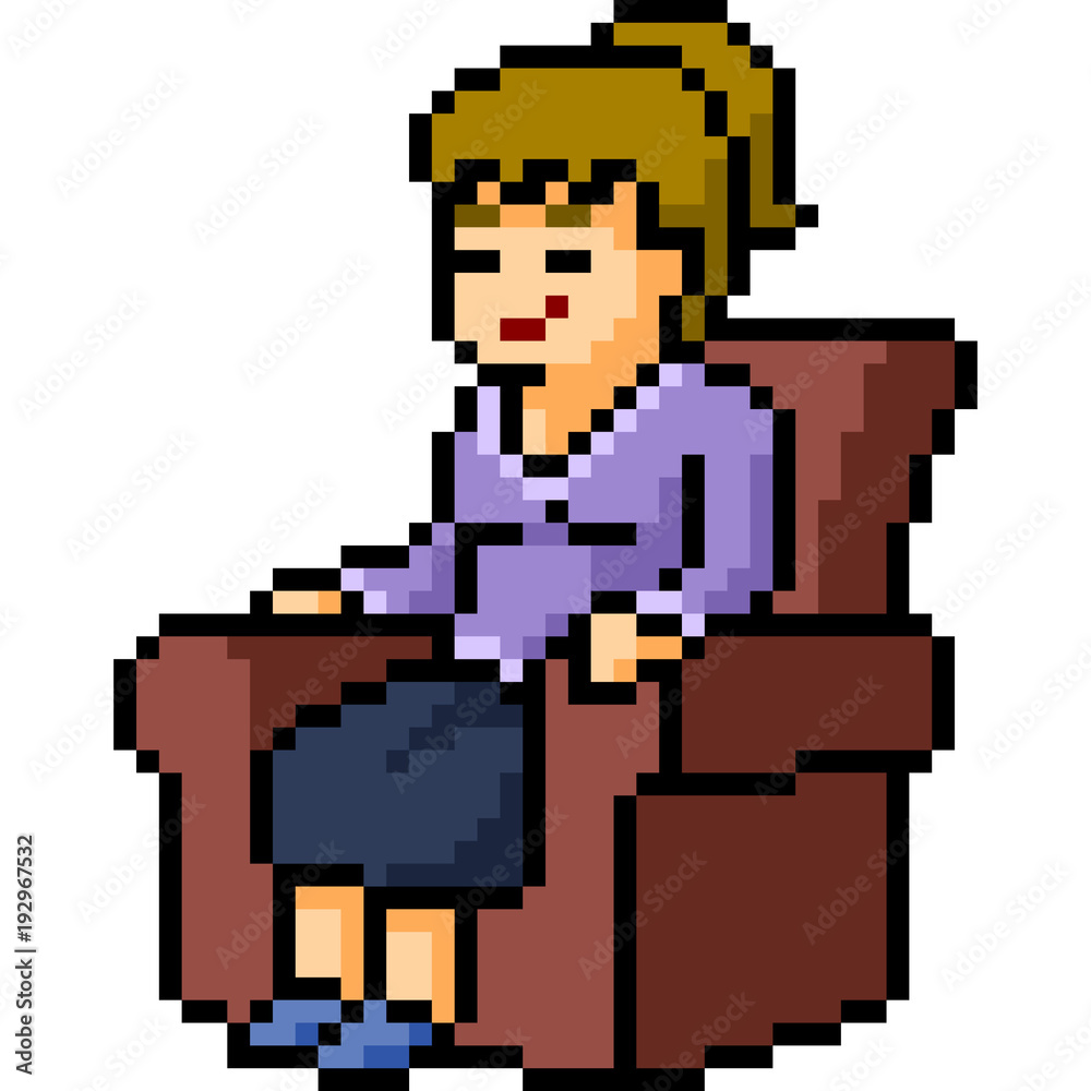 Fototapeta premium vector pixel art sofa sit