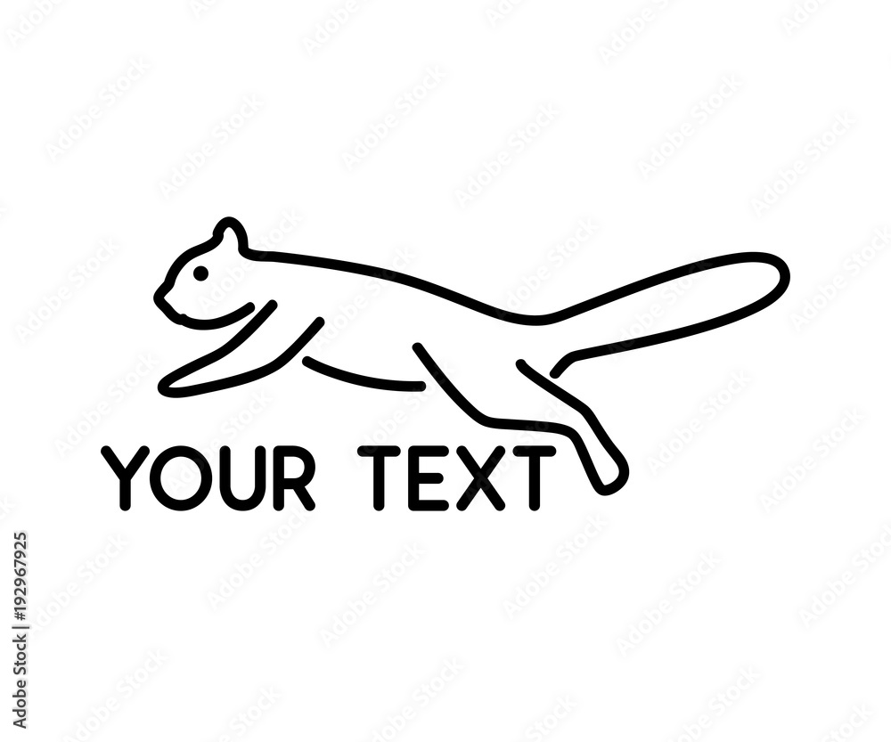 squirrel jump animal line logo design illustration