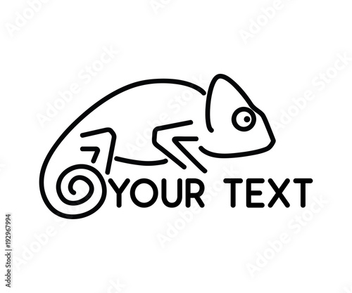chameleon animal line logo design illustration