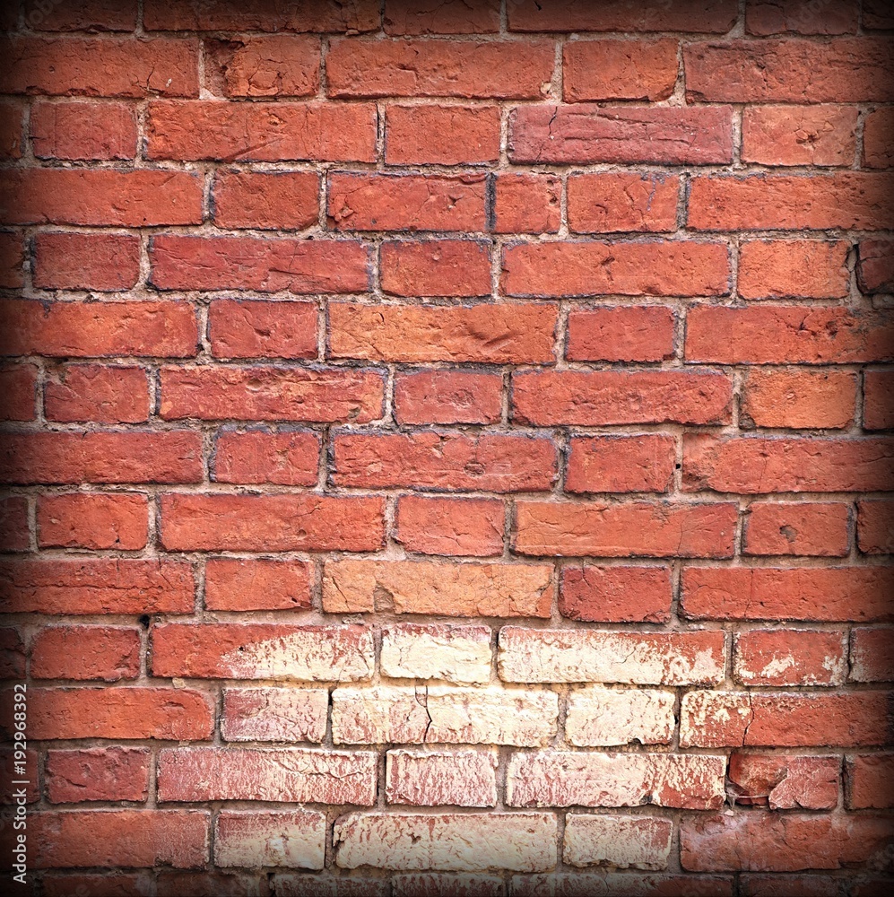 Fototapeta premium Urban Graffiti Grunge Brick Wall With Abstract Frame Background Texture