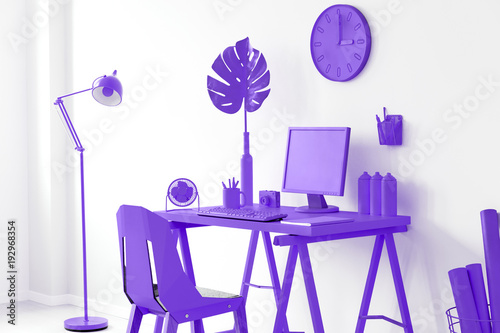 Purple home office interior