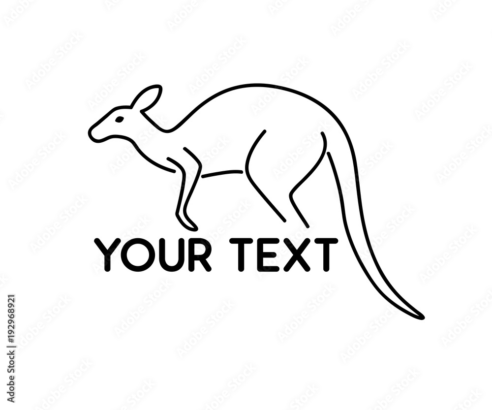 kangaroo animal line logo design illustration