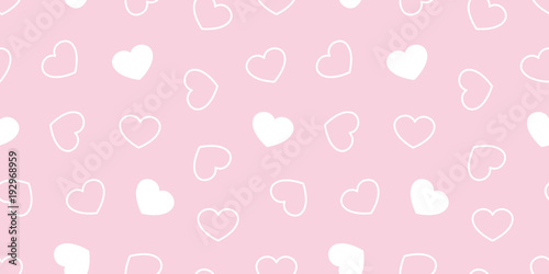 heart isolated valentine Seamless pattern cartoon doodle vector wallpaper background pink