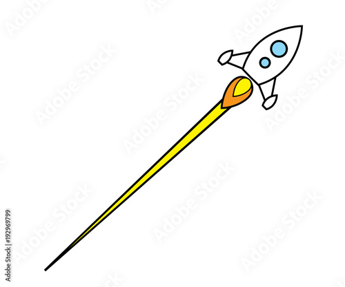 rocket launch cartoon design illustration