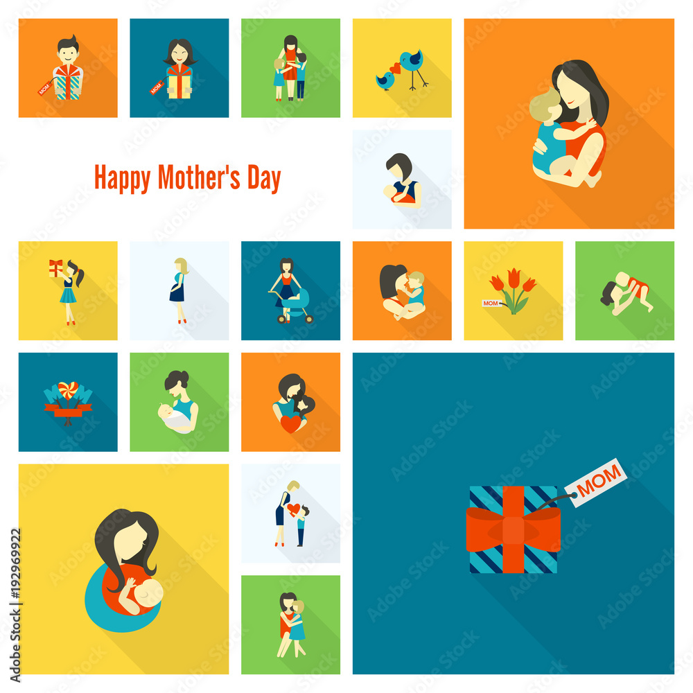 Fototapeta premium Happy Mothers Day Icons
