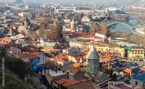Tbilisi old city streets and Kura river panorama, Georgia