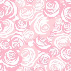 Fototapete Rosenmuster Pinke Rosen Vektormuster romantisch  © stohelit