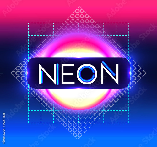 Abstract Trendy Shining Neon Banner. Colorful Cover and Poster Pemplate. photo