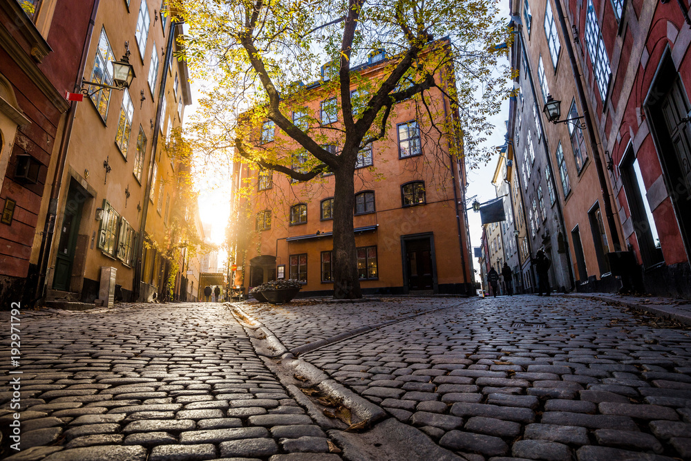 Fototapeta premium Gamla Stan at sunset, Stockholm, Sweden