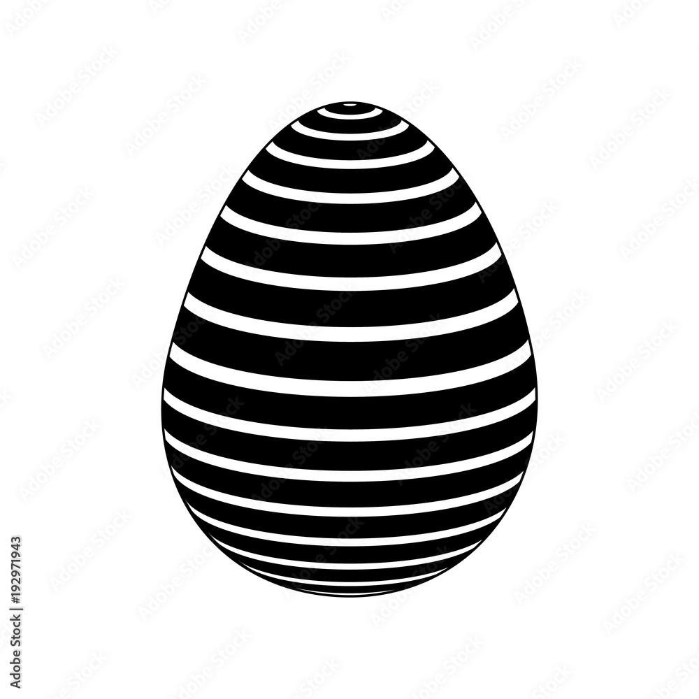 decorative easter egg ornament festive vector illustration black and white image