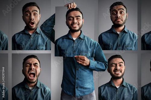 Man with different emotions photo