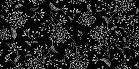 Stickers Vintage bloemen patronen Natuurlijk vintage patroon met bladeren  © marinavorona