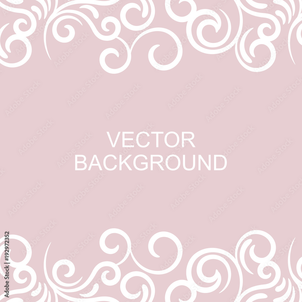 vector background with vintage decor, white and pink color