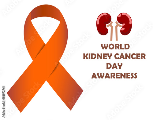 World Kidney Cancer Day. Orange Awareness ribbon . Vector illustration