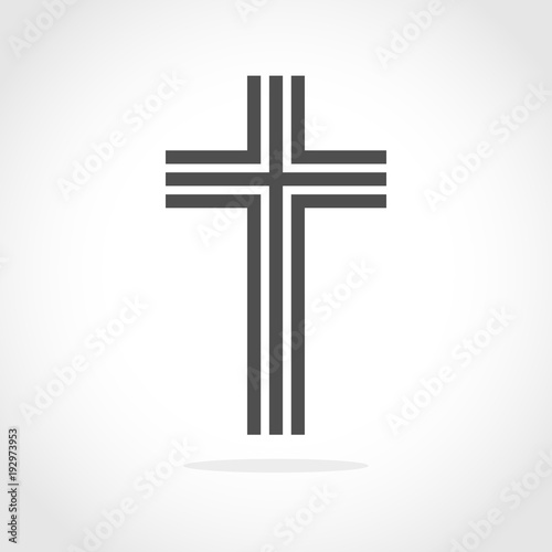 Gray Christian cross icon. Vector illustration.