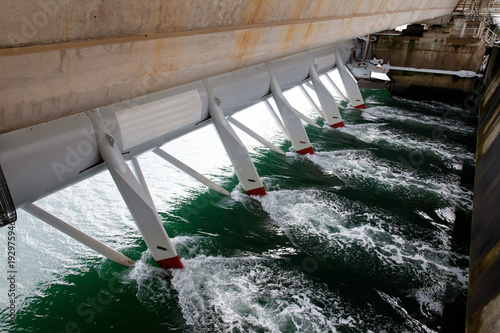Hydroelectric staion in a storm barrier in the Eastern Scheldt Netherlands