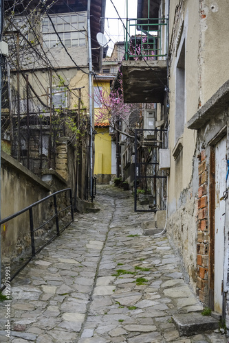 Ancient damaged street in the old city of Tarnovo