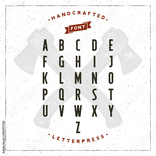 vintage retro handcrafted font with letterpress effect. vector illustration