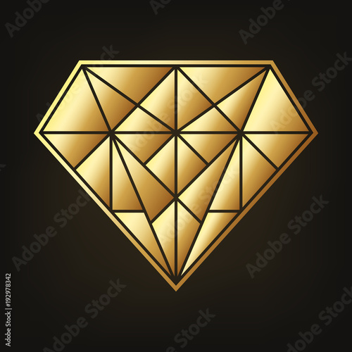 Gold diamond icon. Vector illustration