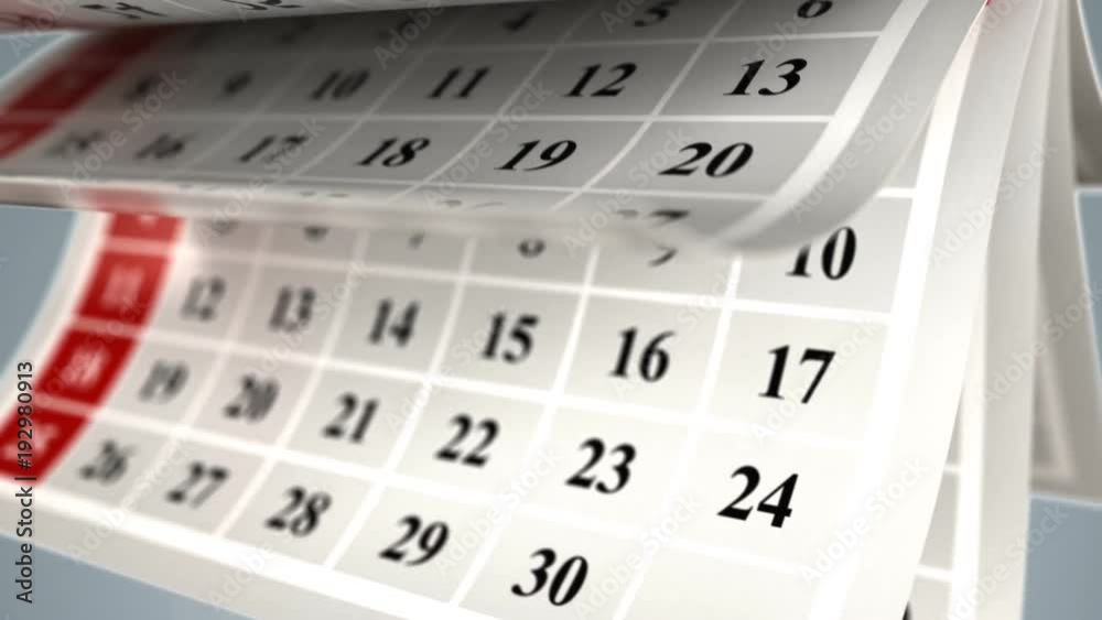 3d animation of flipping calendar pages background