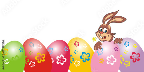 Osterhase mit bunten Eiern