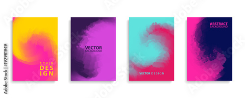 Covers design set with modern abstract swirl color gradient patterns. Templates collection for brochures, posters, banners and cards. Vector illustration.