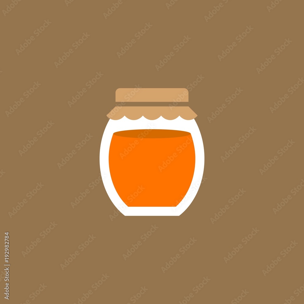 Glass jar of Honey or jam, flat design icon