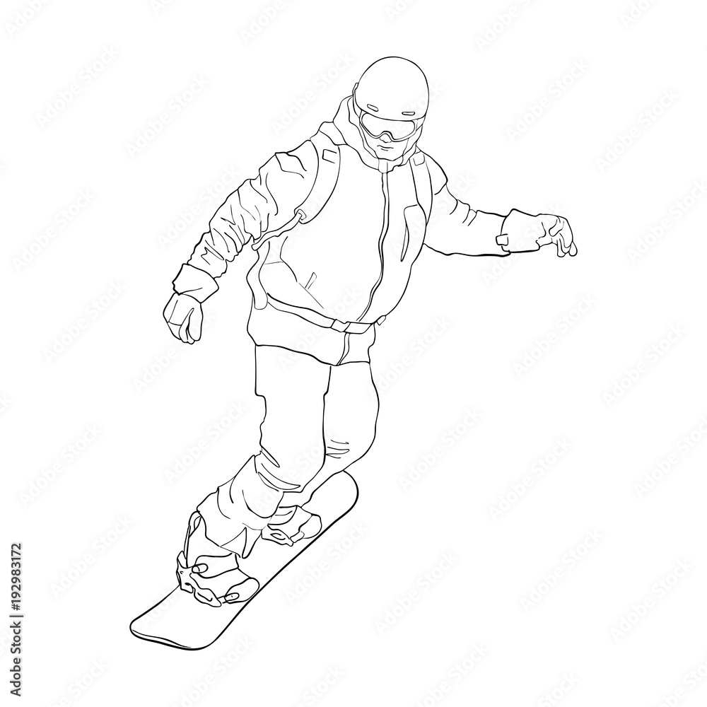 vector drawing snowboarder