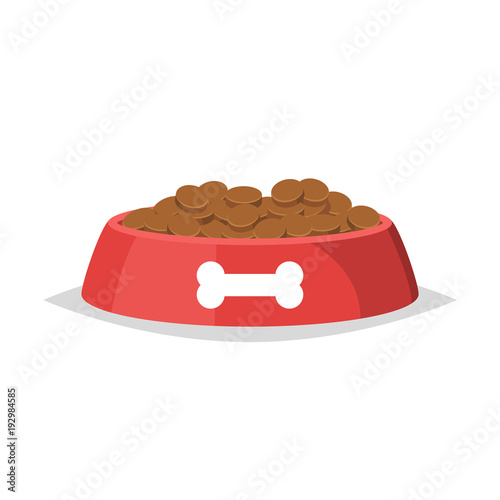 Dog food in bowl vector isolated