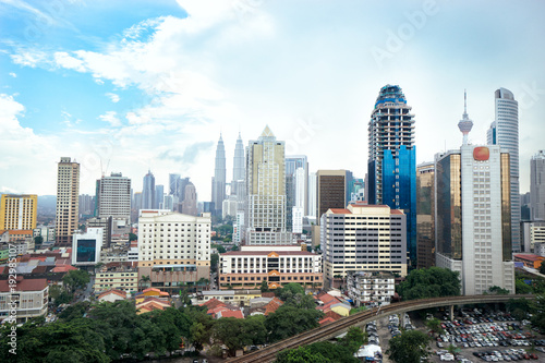 Asian megapolis. Beautiful city view with skyscrapers and roads.