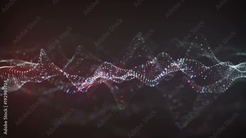 Abstract glowing virtual neural network. Futuristic Infrormation Technology or Artificial Intelligence concept. Seamless loop 3D animation rendered with DOF 4k (4096x2304)
