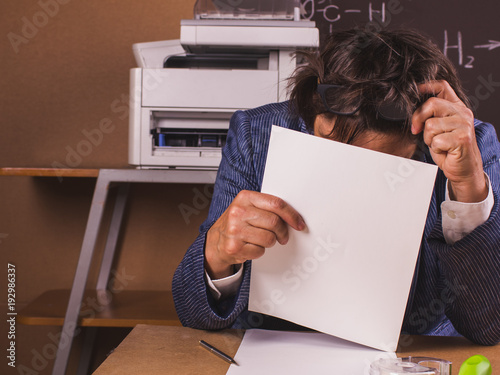 Businesswoman deepened in working in the office.