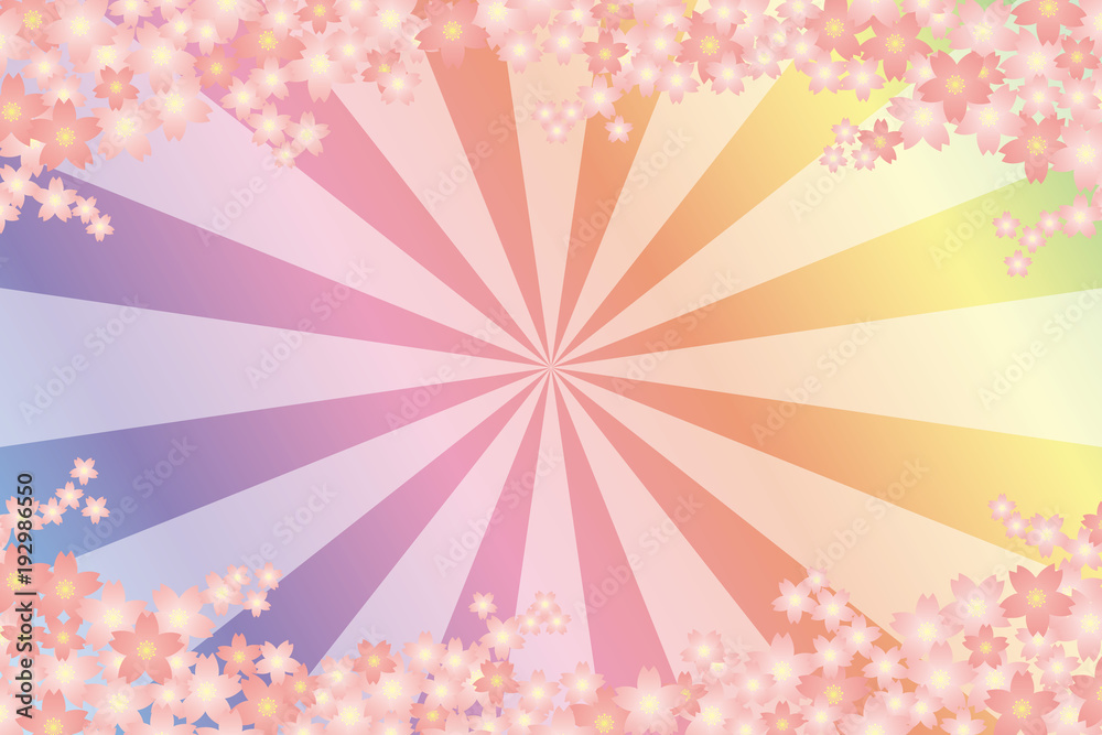 Background Wallpaper Vector Illustration Design Free Free Size Charge Free Colorful Color Rainbow Show Business Entertainment Party Image 背景素材壁紙 桜の花 春 入学式 卒業式 年賀状 はがきテンプレート 正月 満開 和風 模様 ピンク Stock Vector