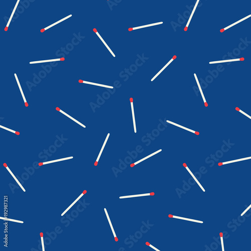 Vector illustration of match stick pattern on blue background.Abstract doodle wallpaper. 
