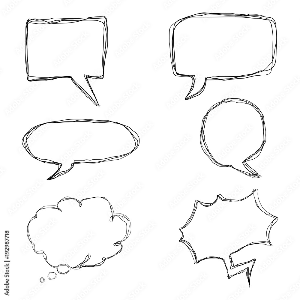 Obraz premium Wektor zestaw dymki komiksów czarny szkic.