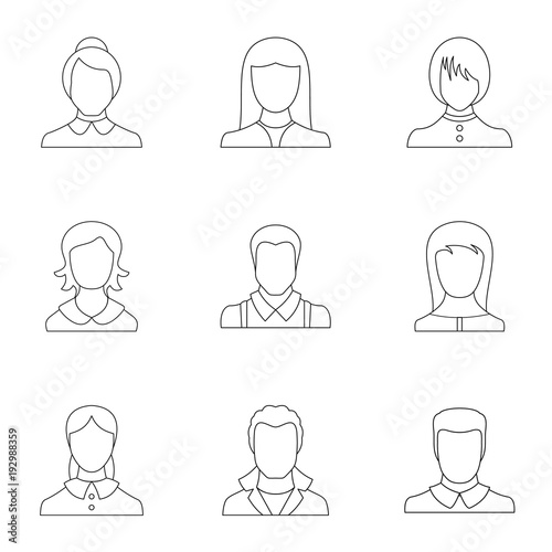 Look icons set. Outline set of 9 look vector icons for web isolated on white background