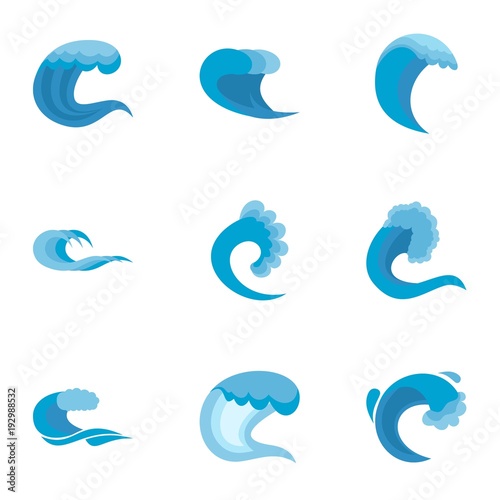 Wavelength icons set.Flat set of 9 wavelength vector icons for web isolated on white background