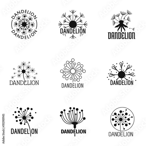 Taraxacum icons set. Simple set of 9 taraxacum vector icons for web isolated on white background