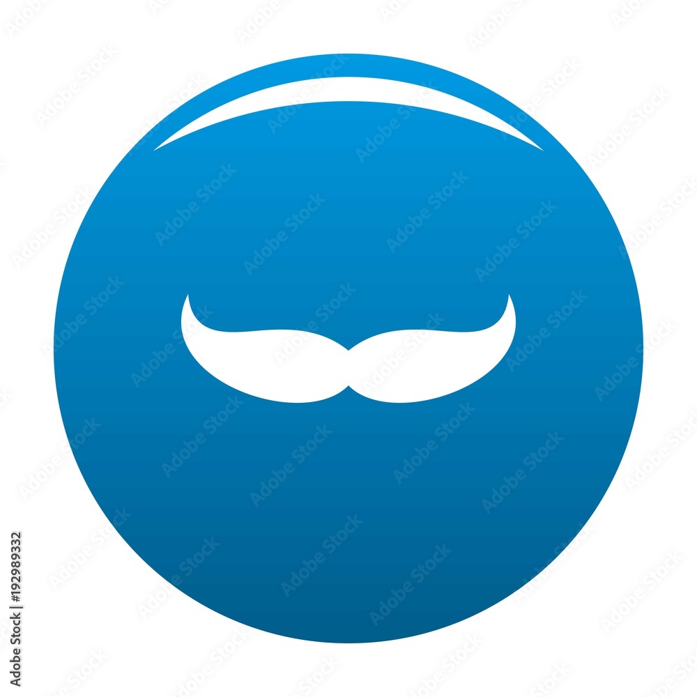 Pointing mustache icon vector blue circle isolated on white background Pointing mustache icon vector blue circle isolated on white background