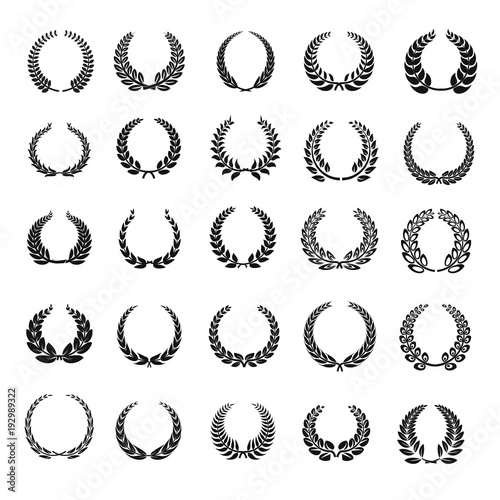 Laurel wreath icons set. Simple illustration of 25 laurel wreath vector icons for web