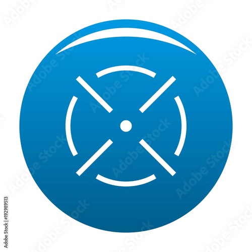 Close radar icon vector blue circle isolated on white background 