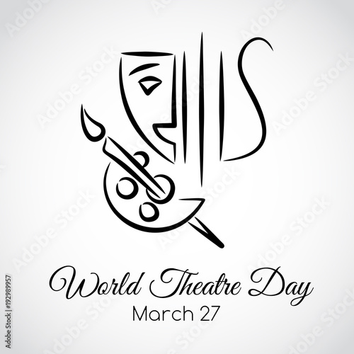 27 March. World theatre day greeting card