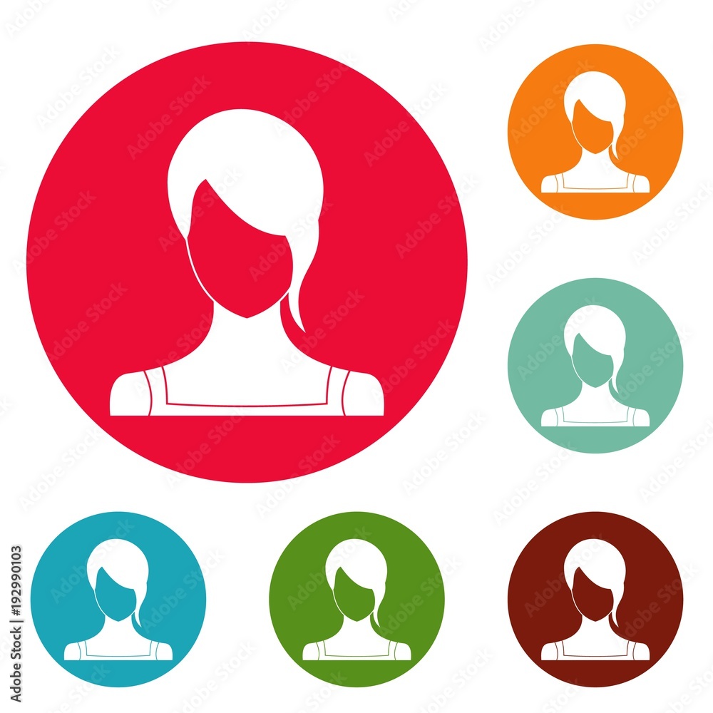 Girl avatar icons circle set vector isolated on white background Girl avatar icons circle set vector isolated on white background