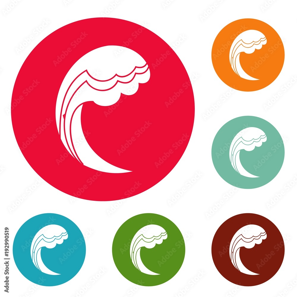 Wave water ocean icons circle set vector isolated on white background Wave water ocean icons circle set vector isolated on white background