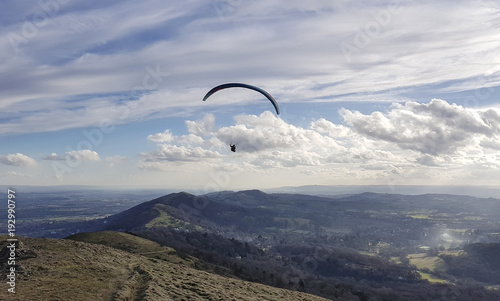 Hang glider on the Malvern Hills Worcestershire UK