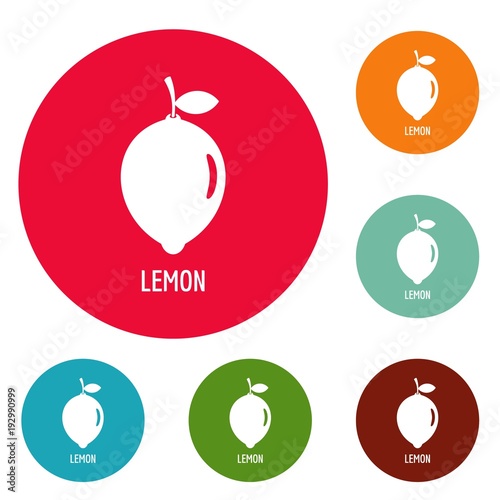 Lemon icons circle set vector isolated on white background