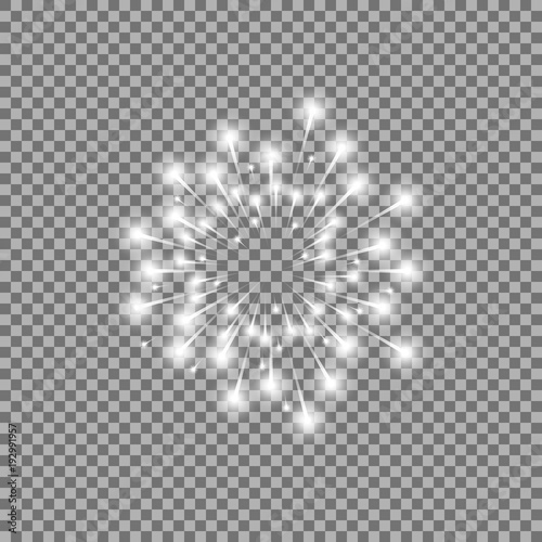 Glittering flying stars, white color