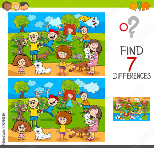 find differences with kids and pets characters