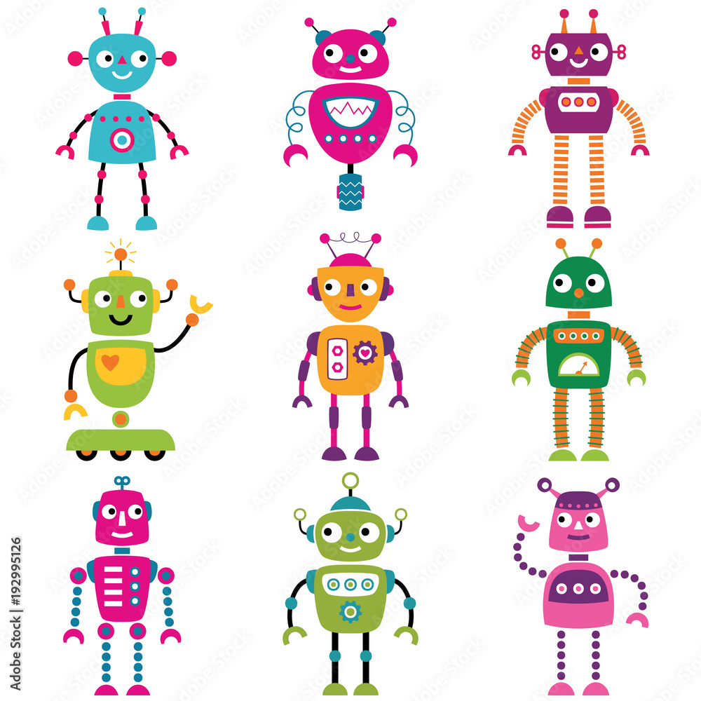 Obraz premium Robot characters, set of nine